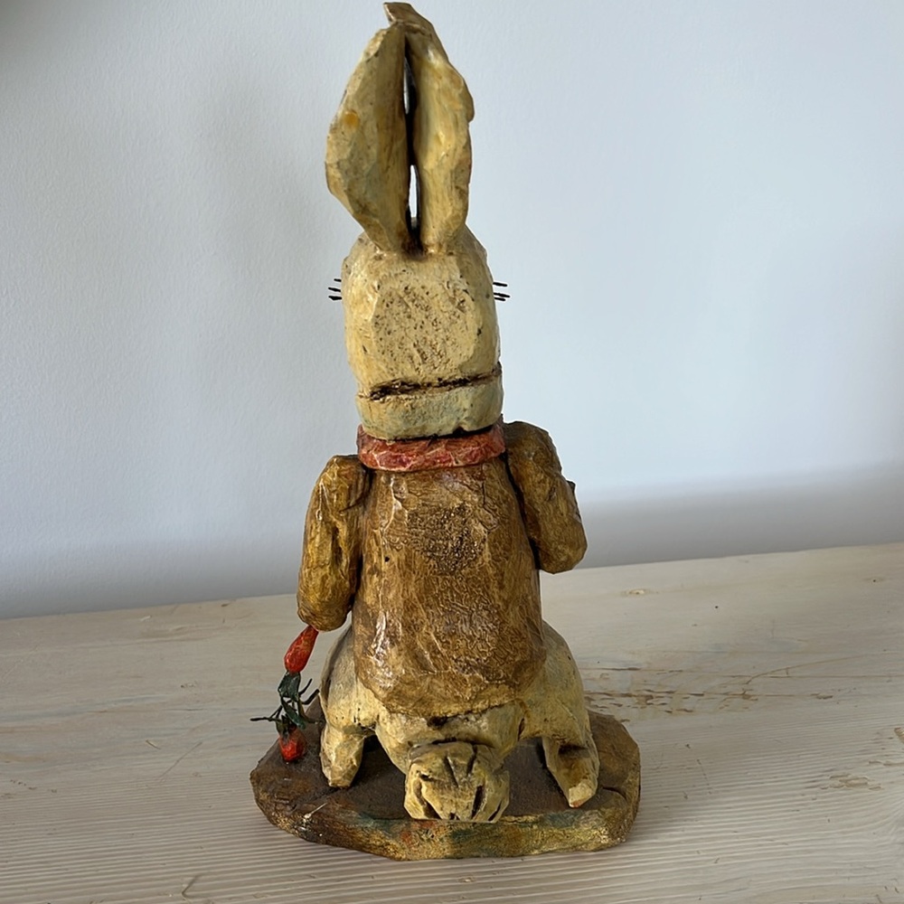 Vintage 2004 handmade White Rabbit Alice in Wonderland wooden figurine folk art - Picture 6 of 13